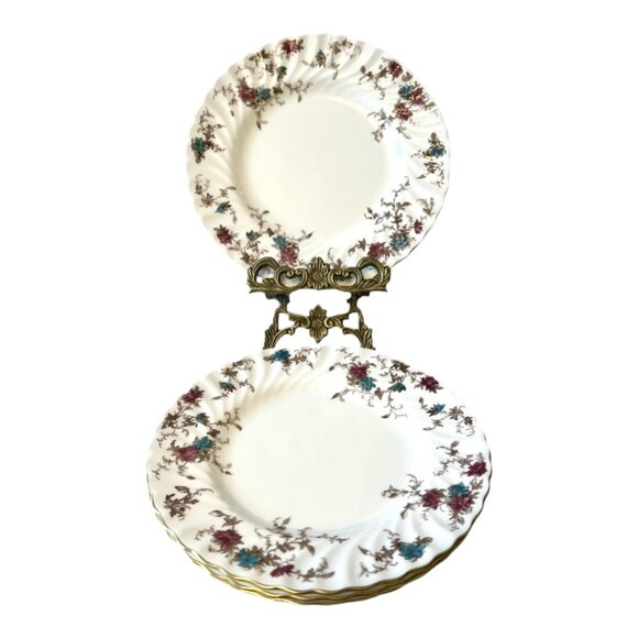 Set of 4 - Vintage Minton England "Ancestral" Bone China 8" Side Plates - 1950s - Picture 3 of 4